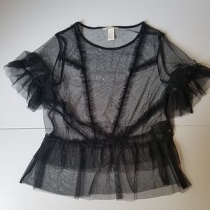 H&M sheer black short sleeve top